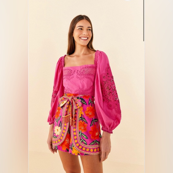 FARM Rio Tops - NWT Farm Rio Pink Lace Blouse